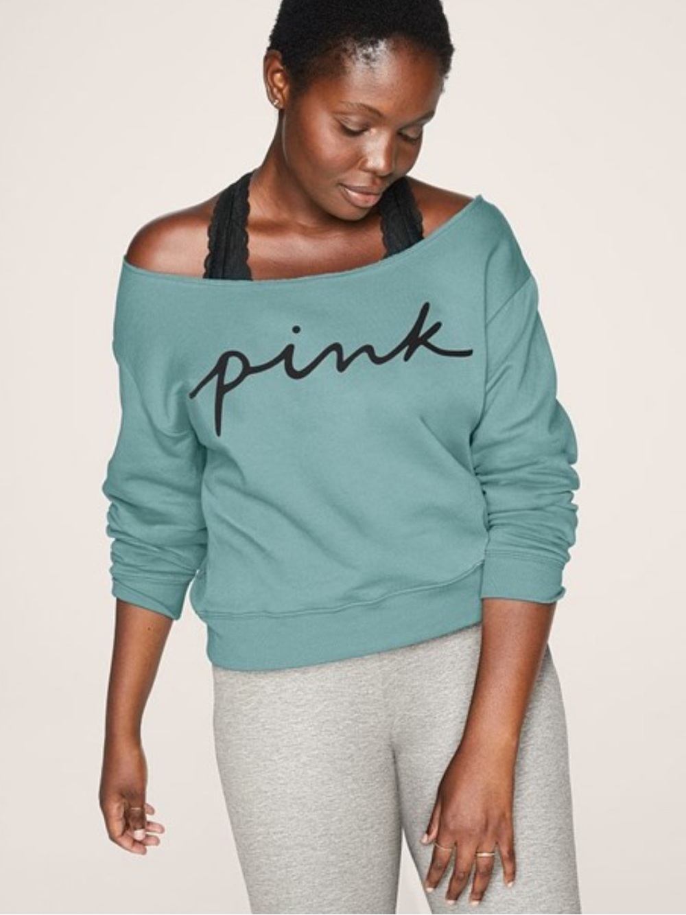 PINK Off-Shoulder Sweatshirt